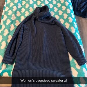 Navy Turtleneck Ribbed Sweater - Women